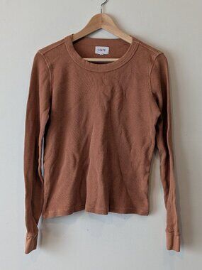 MATE the Label Orange Thermal Waffle Knit Long Sleeve